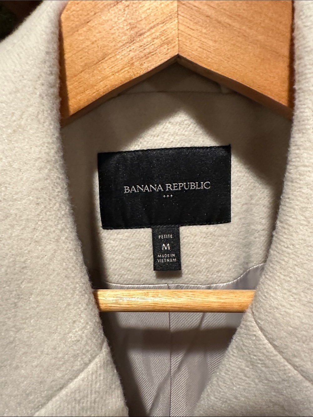 Banana Republic Cream Double-Breasted Pea Coat with Wood Grain Buttons - Picture 5 of 9